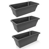 Gardenico Self-watering Balcony Planter 400mm - Anthracite - Triple Pack, Grey
