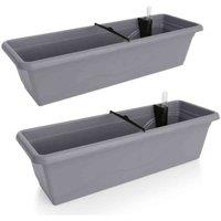 Gardenico Self-watering Balcony Planter 600mm - Stone Grey - Twin Pack, Grey
