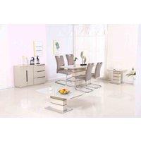 Heartlands Furniture Knightsbridge Small Dining Table With Glass Top, Cream