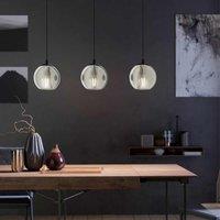Eglo Ariscani Smoked Black Glass 3-light Pendant, Black