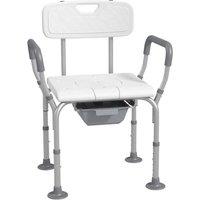 HOMCOM 3-in-1 Shower Chair Adjustable Bedside Commode Raised Toilet Seat White