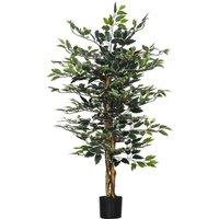 HOMCOM Artificial Ficus Tree With Lifelike Leaves And Natural Trunks Green, Green