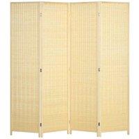 HOMCOM 4 Panel Folding Room Divider 170cm Wall Privacy Screen Protector Natural