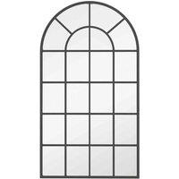 HOMCOM Modern Arch Window Wall Mirror For Living Room Bedroom, 110X62cm, Black, Black