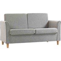 HOMCOM Double Seat Sofa Linen Upholstery Loveseat Couch W/ Armrests, Light Grey, Grey