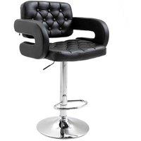 HOMCOM Adjustable Height Barstool Steel Pole Pu Leather Bistro Home Kitchen Black, Black