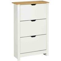 HOMCOM 18-shoe Storage Cabinet 6 Shelves 3 Drawers Tabletop 4 Legs Modern White, White