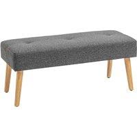 HOMCOM Upholstered Bed End Bench Ottoman Tufted Linen Entryway Living Room, Grey