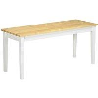 HOMCOM Wood Dining Bench Wooden Bench For 2 People, Naturalwoodeffect, White