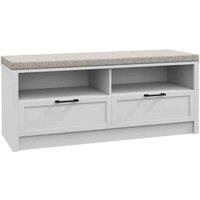 HOMCOM Shoe Bench With Removable Cushion, Open Compartments And Drawers