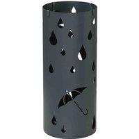 HOMCOM Metal Umbrella Stand, Hollowed Umbrella Basket With 4 Hooks And Drip Tray