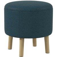 HOMCOM Storage Ottoman, Round Stool Chair With Cushioned Top, Hidden Space Blue, Blue