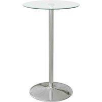 HOMCOM Round Bar Table For 2 People, High Pub Table With Tempered Glass Top, Clear