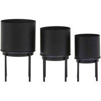 Interiors By Ph Avento Set Of Three Black Finish Planters, Black