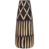 Interiors By Ph Arlo Small Engraved Wooden Vase, Black