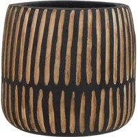 Interiors By Ph Arlo Large Engraved Natural And Black Planter, Black