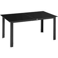 Outsunny Dining Table for 6 w/ Glass Tabletop Black, Black