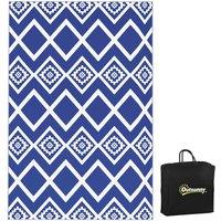 Outsunny Reversible Waterproof Outdoor Rug w/Bag - Blue, Multi