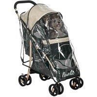 PawHut Pet Stroller for XS and S Dogs w/ Rain Cover - Brown, Brown