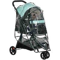 PawHut Dog Stroller for XS/S Dogs/Cats with Cover - Green, Green