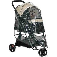 PawHut Dog Stroller for XS/S Dogs/Cats w/ Cover - Brown, Brown