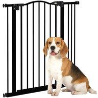 PawHut 74-87cm Adjustable Metal Pet Gate - Black, Black