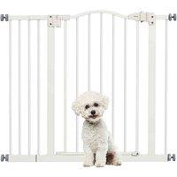 PawHut 74-100cm Adjustable Metal Pet Gate - White, White
