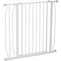 PawHut Wide Pet Stair Gate, 75-95W cm, White, White