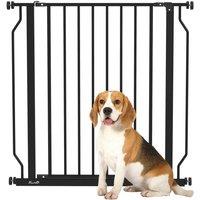 PawHut Dog Gate Wide Stair Gate, 75-85W cm, Black