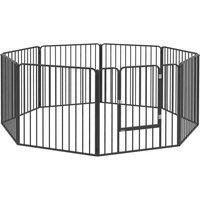 PawHut 80cm 8 Panels Heavy-Duty Dog Playpen for S/M Dogs, Black