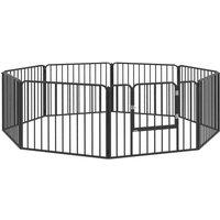 PawHut 60cm 8 Panels Heavy-Duty Dog Playpen for Small Dogs, Black