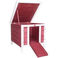 PawHut Wooden Rabbit Hutch - Red, Red
