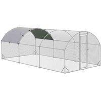 PawHut Walk-In Chicken Run w/ Cover 2.8 x 1.9 x 2m, Silver