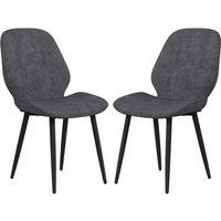 HOMCOM Dining Chairs Set Of 2, Upholstered Kitchen Chairs With Metal Legs, Grey, Grey