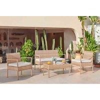 Furniture Box Furniturebox Porto Beige Rattan 4 Seat Sofa Set, Brown