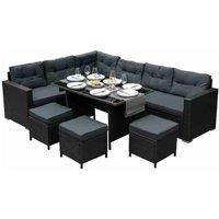 Jardi Rattan Corner Sofa Set - Black, Black