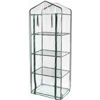 Monster Shop Mini Greenhouse 4 Tier With Plastic Cover, Green