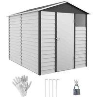 Outsunny 9'x6' Galvanised Metal Garden Shed - Grey, Grey