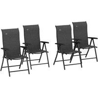 Outsunny Set Of 4 Outdoor Rattan Folding Chair Set - Grey, Grey