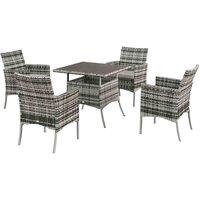 Outsunny 4 Seater Rattan Garden Furniture Set - Grey, Grey
