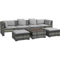 Outsunny 7 Pcs Rattan Garden Furniture Set Grey, Grey