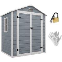 Outsunny Garden Shed 6'x4.5' W Lockable Double Doors, Grey