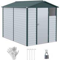 Outsunny 9'x6' Galvanised Metal Garden Shed, Green