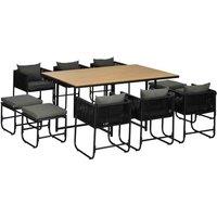 Outsunny Rattan Dining Set Garden Table & Chair Sets, Black