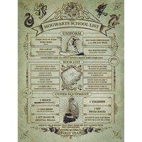 Harry Potter (Hogwarts School List) 30x40cm X 1.8cm Canvas, Multi