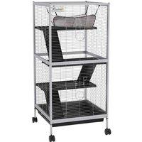 PawHut Rolling Small Animal Cage - Grey, Grey