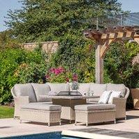 Crossland Grove Warwick Corner Square Dining Set w/ Fire Pit, Grey