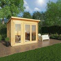 Mercia 3m x 3m Studio Pent Log Cabin (44mm), Brown