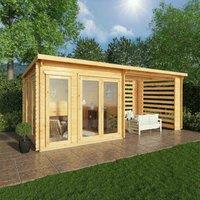 Mercia 6m x 3m Studio Pent Log Cabin With Slatted Area (28mm), Brown