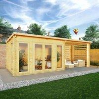 Mercia 7m x 3m Studio Pent Log Cabin With Slatted Area (28mm), Brown